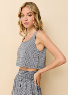 Anise Top Noir Gingham - Solid & Striped