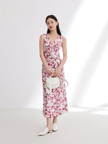 Silk Printed Dress | Red