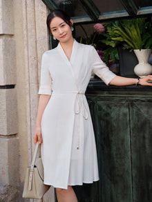 wrap-style traditional Chinese dress | White