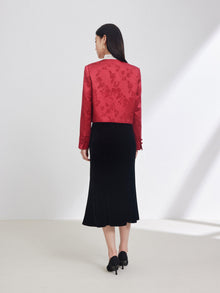 Satin Chinese-style Jacket | Wine Red