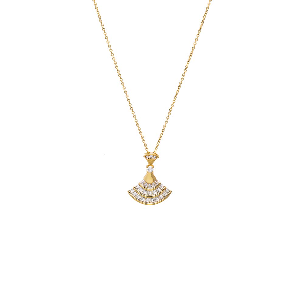 Gold CZ Baguette Fan Pendant Necklace - Adina's Jewels