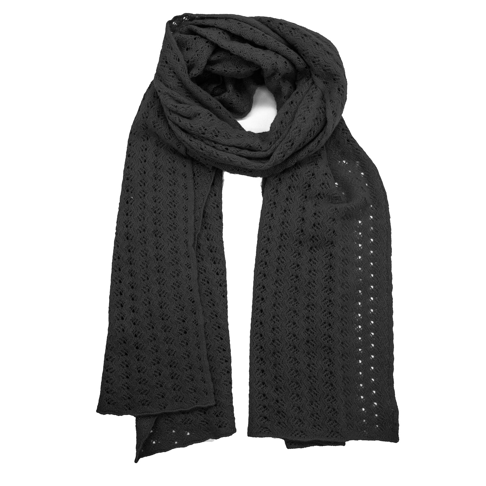 Cashmere Wrap Open Work | Black