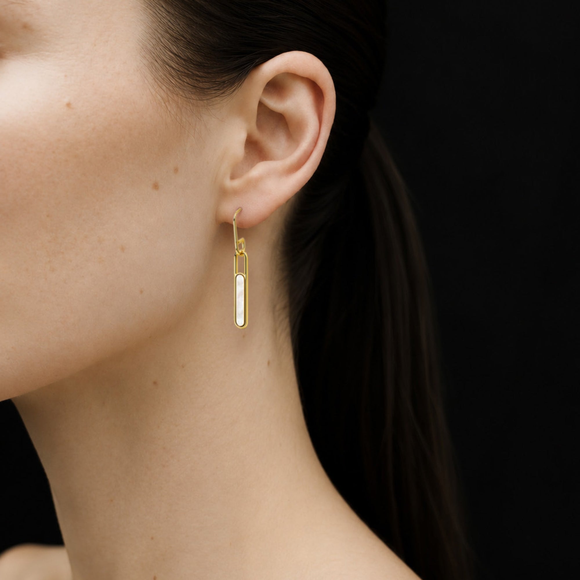Reen Earrings | 18K Gold Plated on Brass | Mother of Pearl