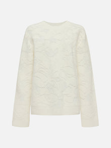 wool-cashmere jacquard knit sweater | White
