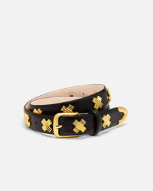 X Studded Belt | Black/Gold