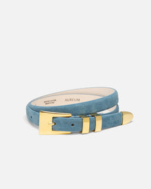 Sofia Belt | Sky Blue Suede/Gold