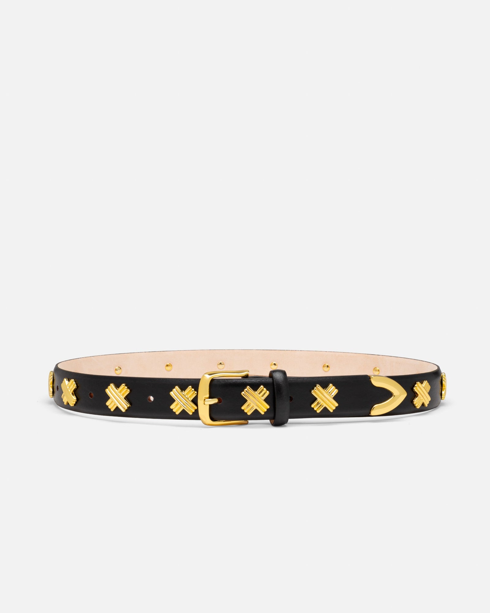 X Studded Belt | Black/Gold