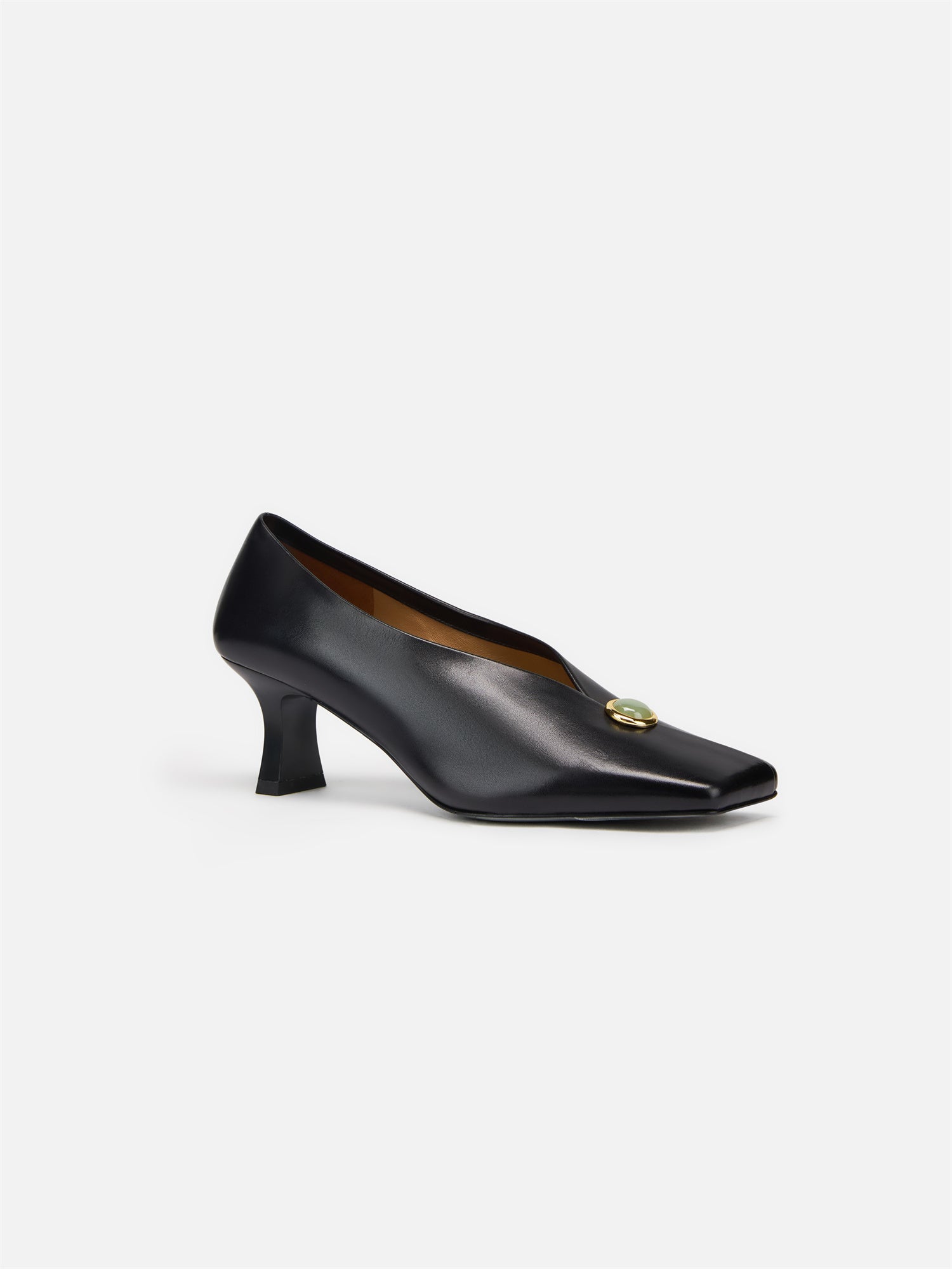 Peony Jade Square-Toed High Heel | Black