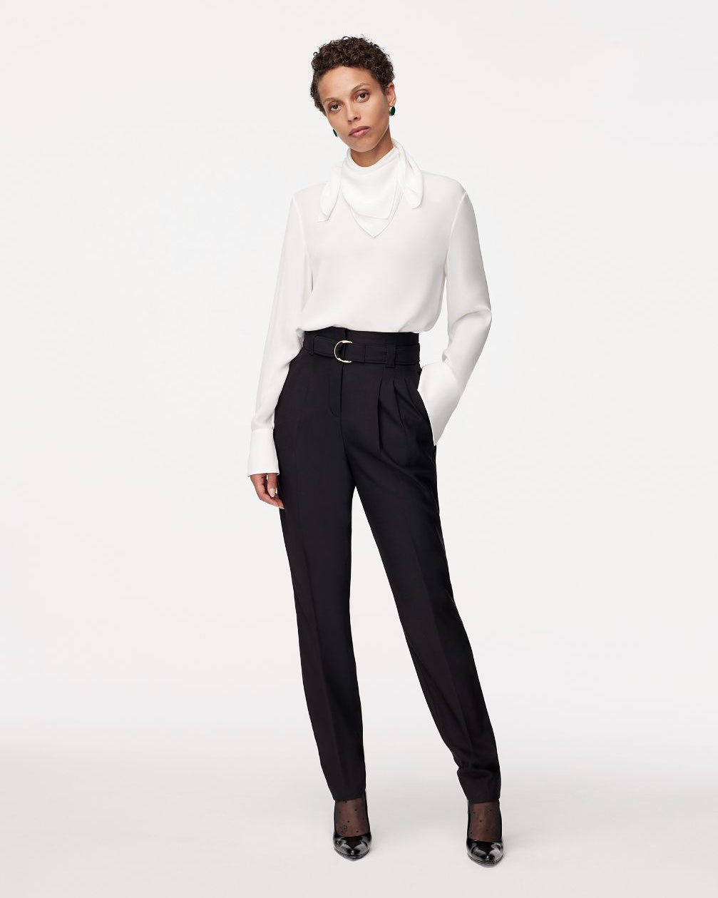 Women | Silk Detachable Bandana Blouse | White