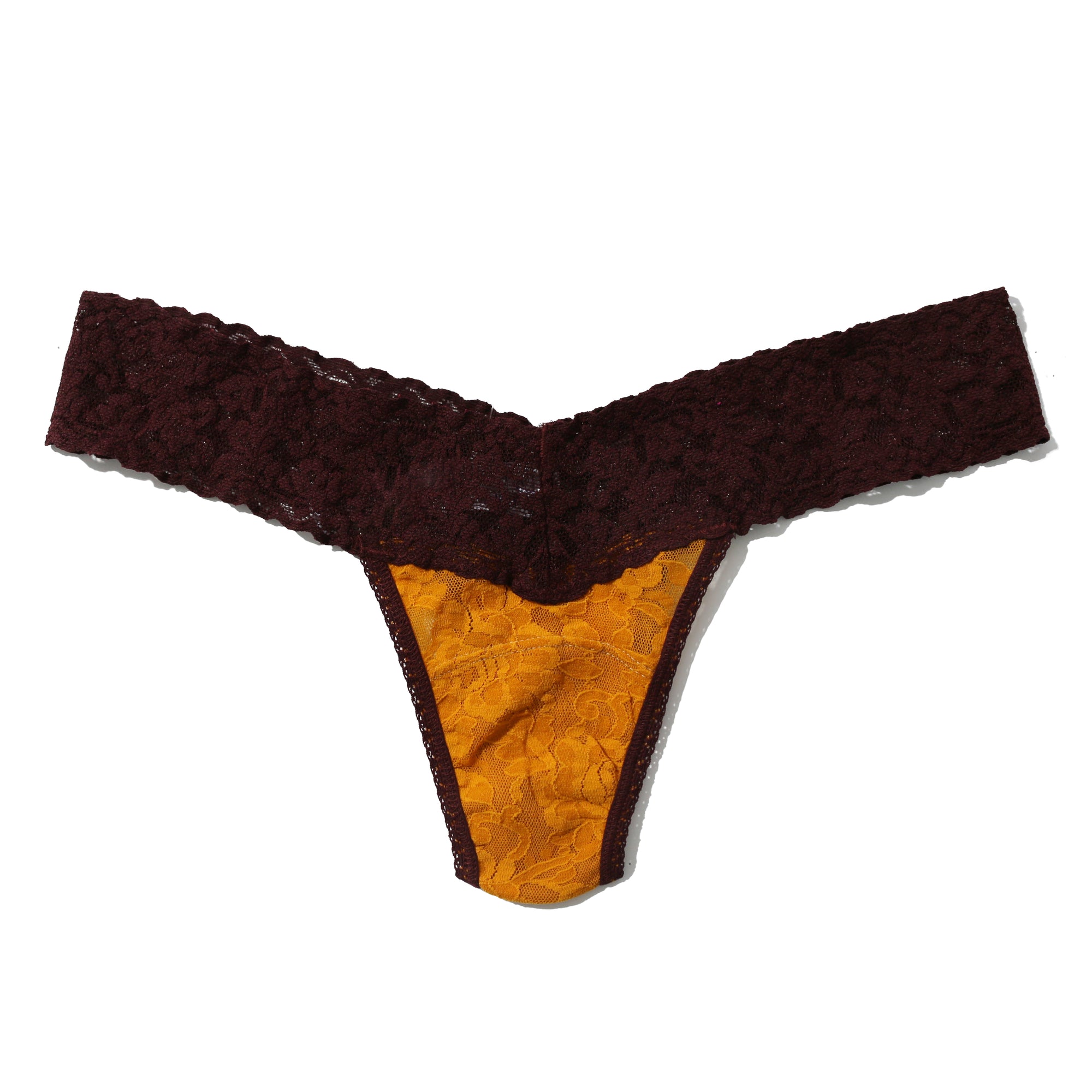 Signature Lace Low Rise Thong | Spiced Amber Yellow/Hicr