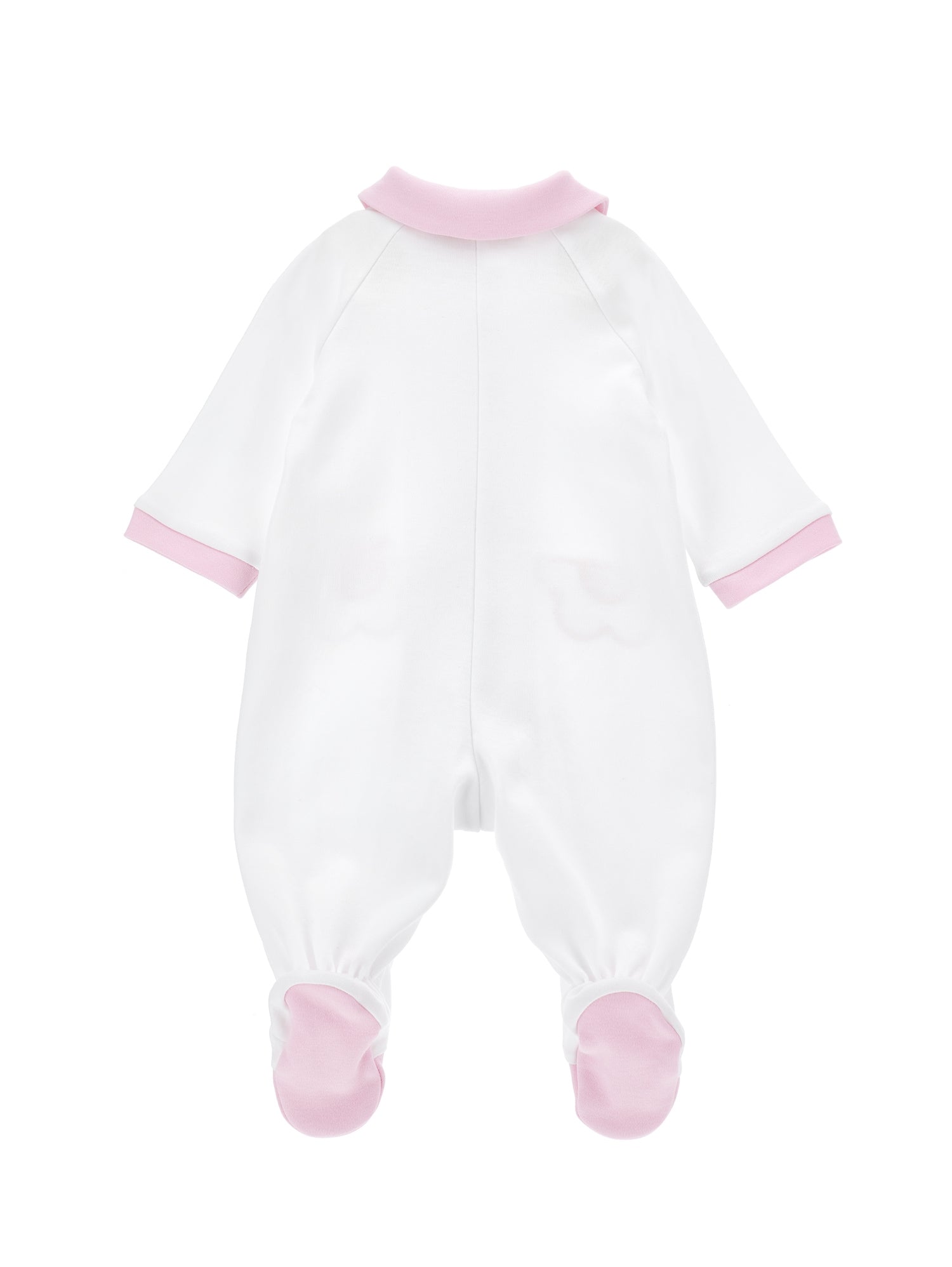 Girls | Two-Tone Scalloped Cotton Jumpsuit | White/FairyTale Pink