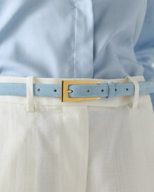 Mini No. 10 Belt | Baby Blue Suede/Gold