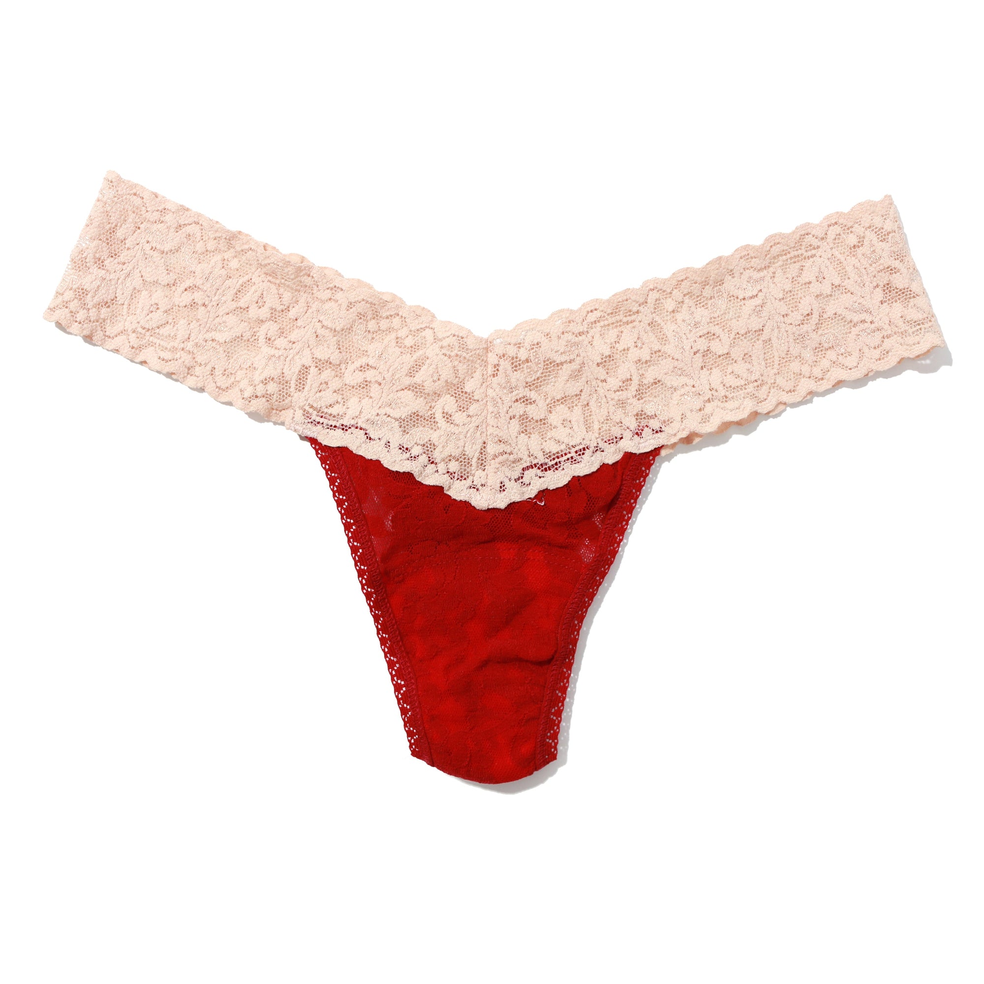 Signature Lace Low Rise Thong | French Bordeaux x Chai