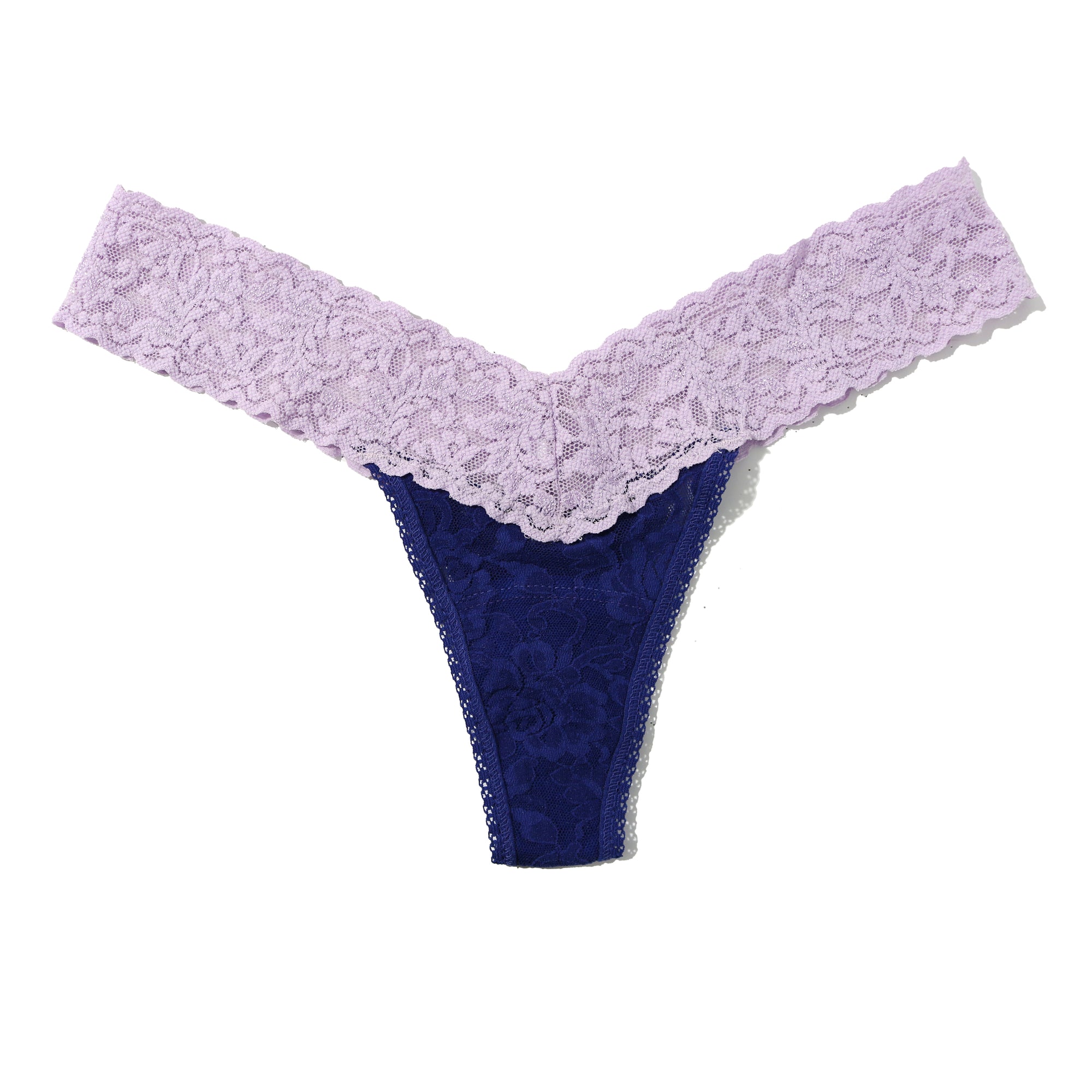 Signature Lace Low Rise Thong | Midnight Blue/Cool Lavender