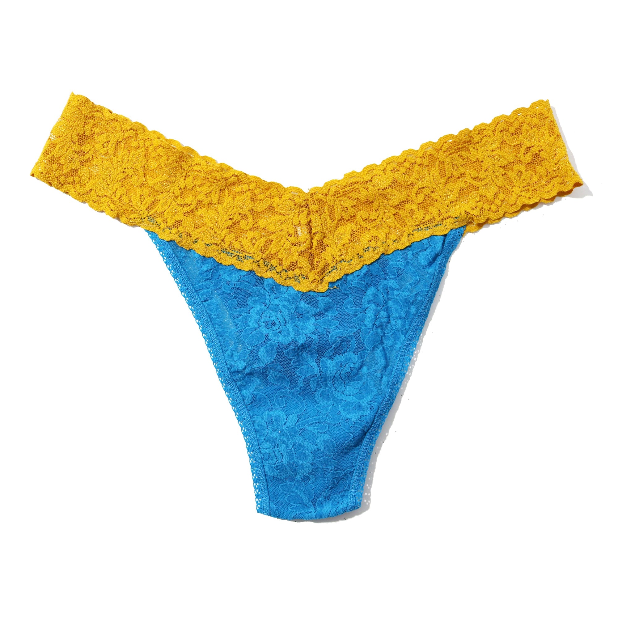 Signature Lace Original Rise Thong | Cerulean Blue/Topaz