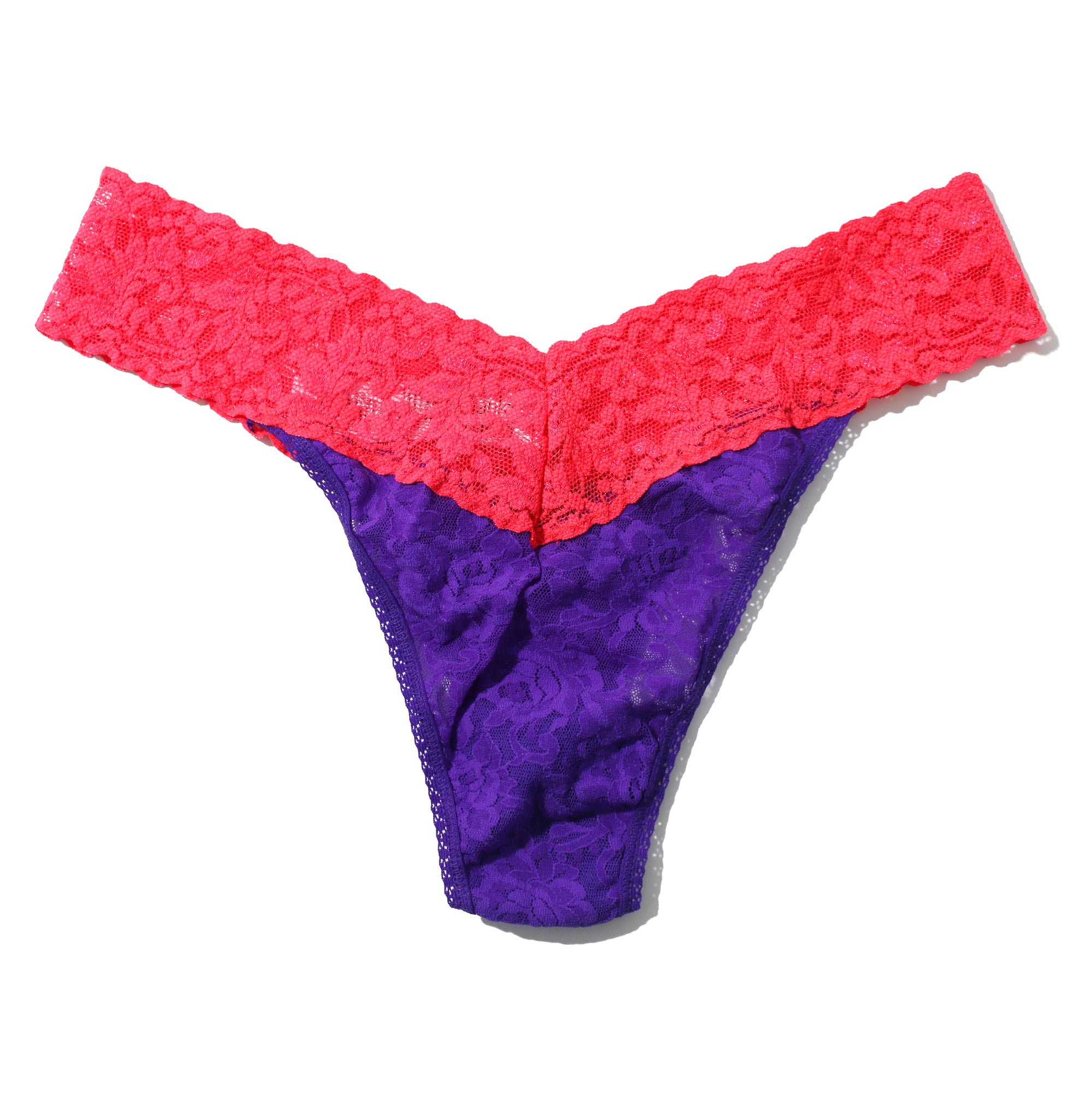 Signature Lace Original Rise Thong | Electric Purple/Coral Gables