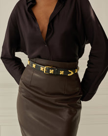 X Studded Belt | Black/Gold