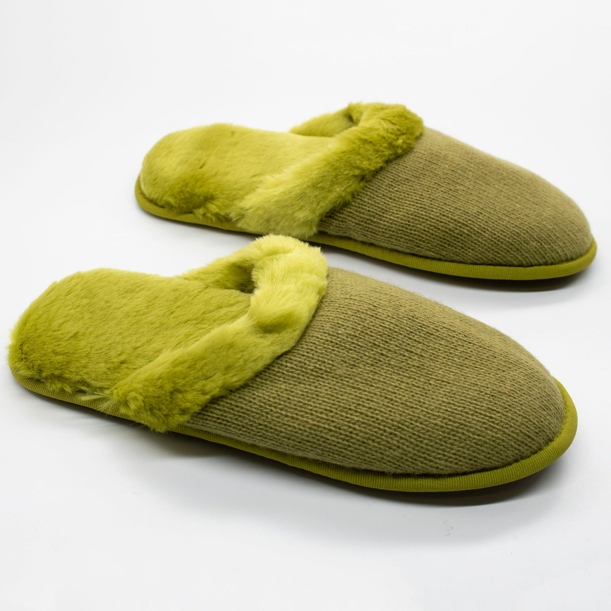 Slippers With Faux Fur Lining | Green