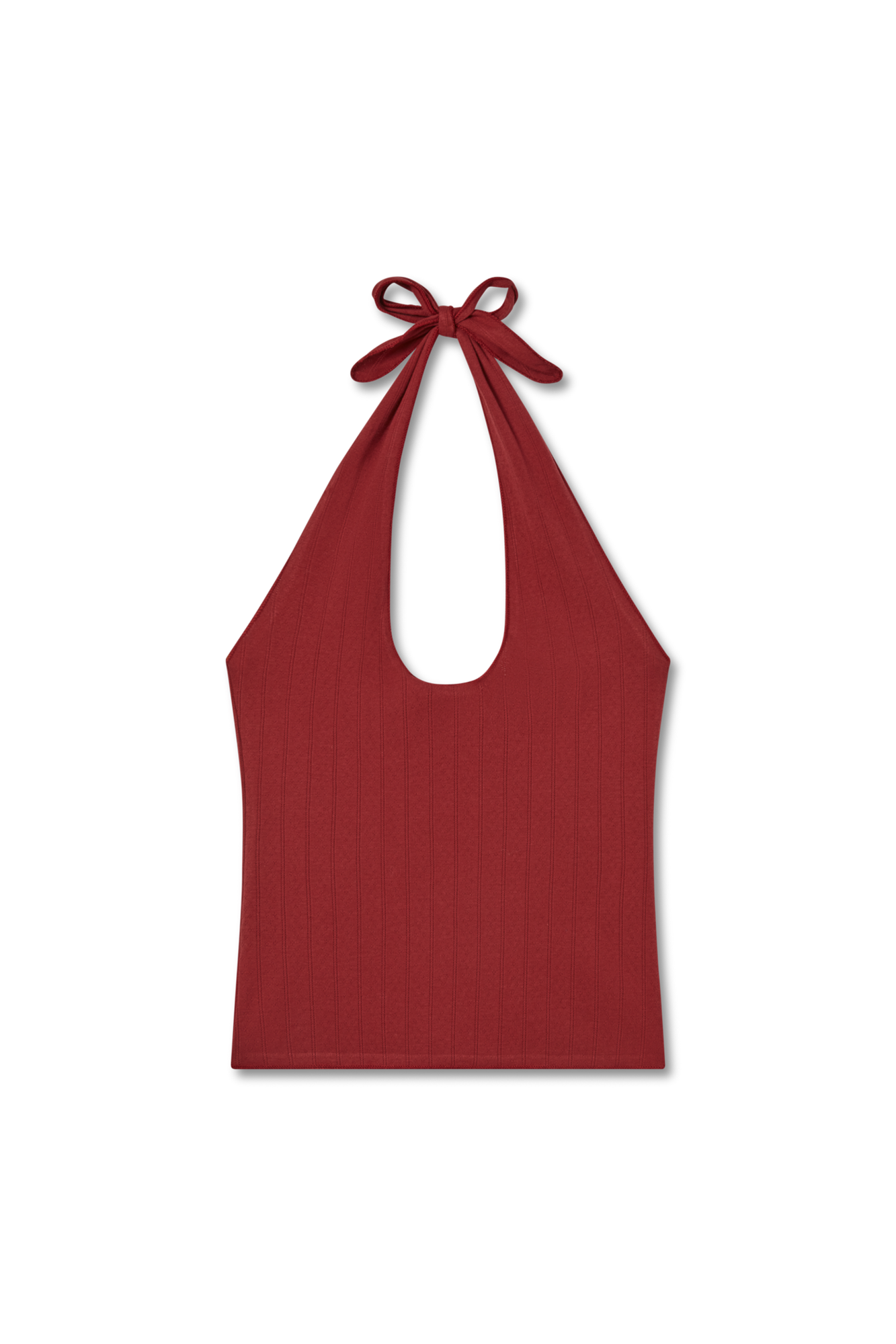 Pauline Pointelle Halter Top | Tomato
