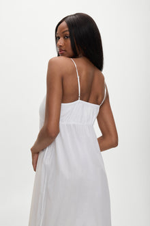 Airy poplin midi dress white