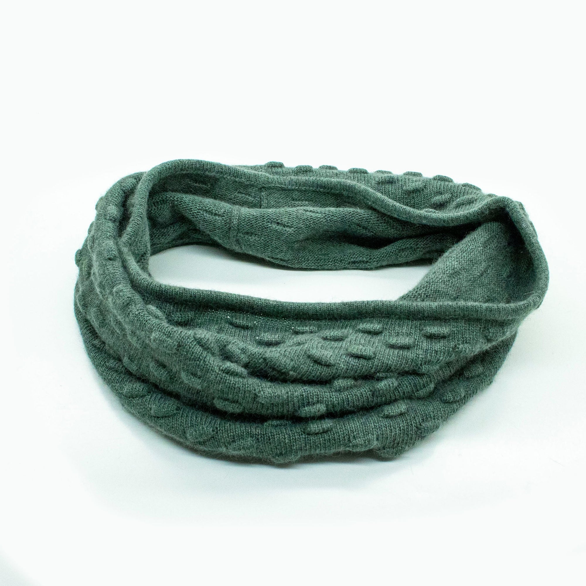 Neck Warmer In Popcorn Stitch | Military Green