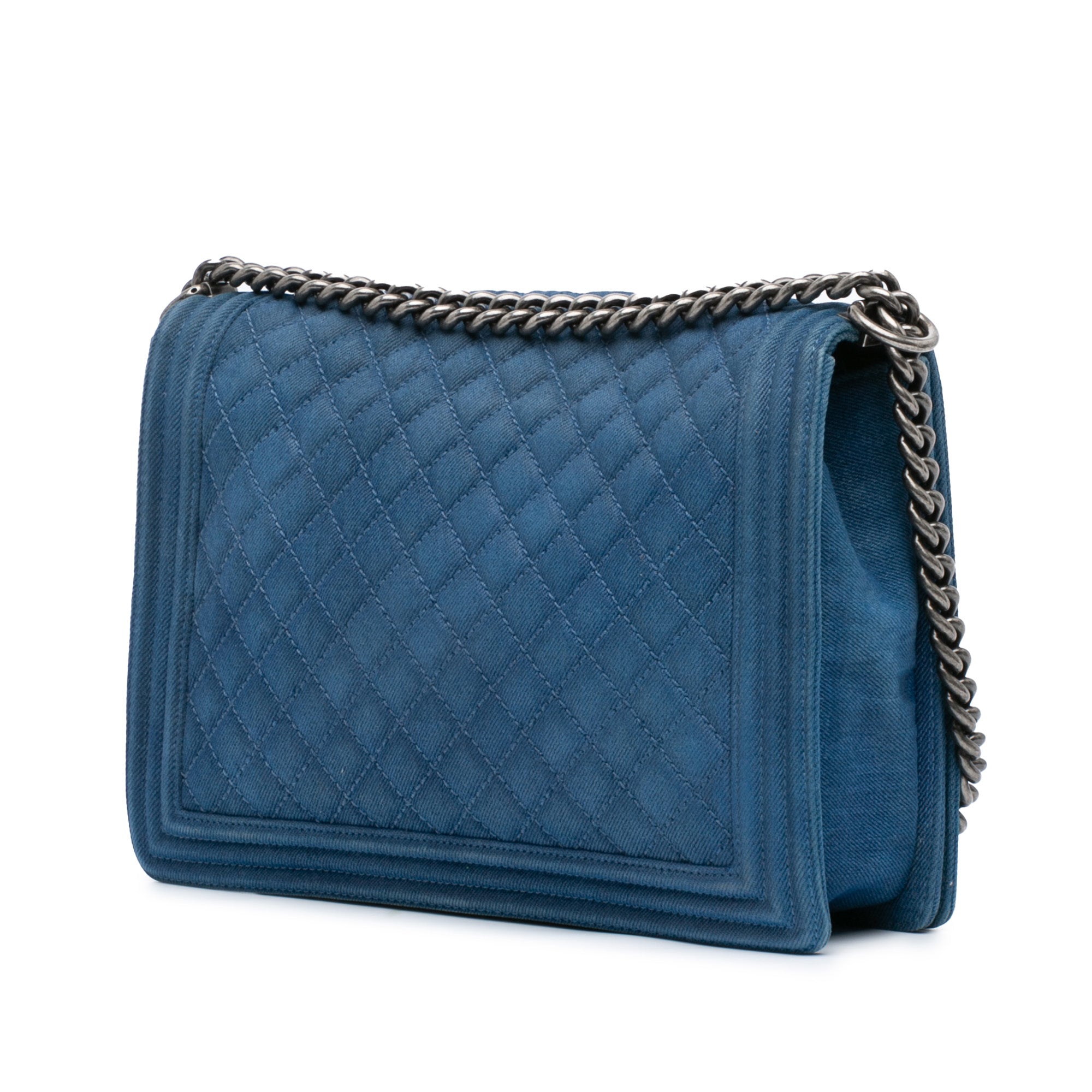 Chanel | Pre-Owned Large Quilted Denim Boy Flap | Blue/Denim