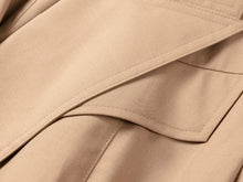 Wool-Silk Blend Cinched Waist Coat | Khaki