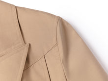 Wool-Silk Blend Cinched Waist Coat | Khaki