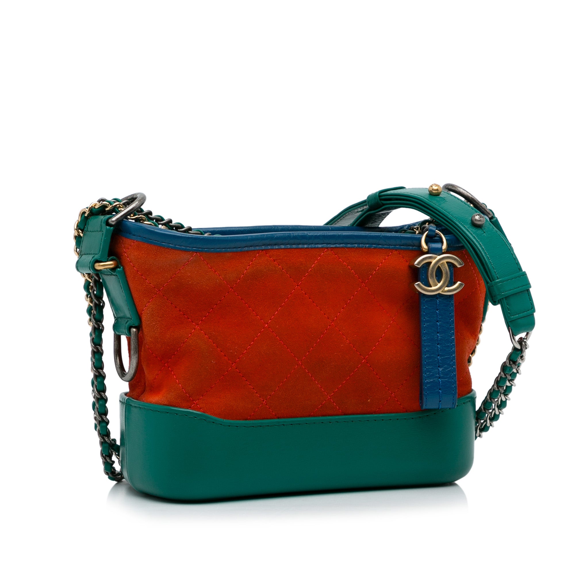 Chanel | Pre-Owned Small Suede Gabrielle Crossbody | Orange/Green Multi