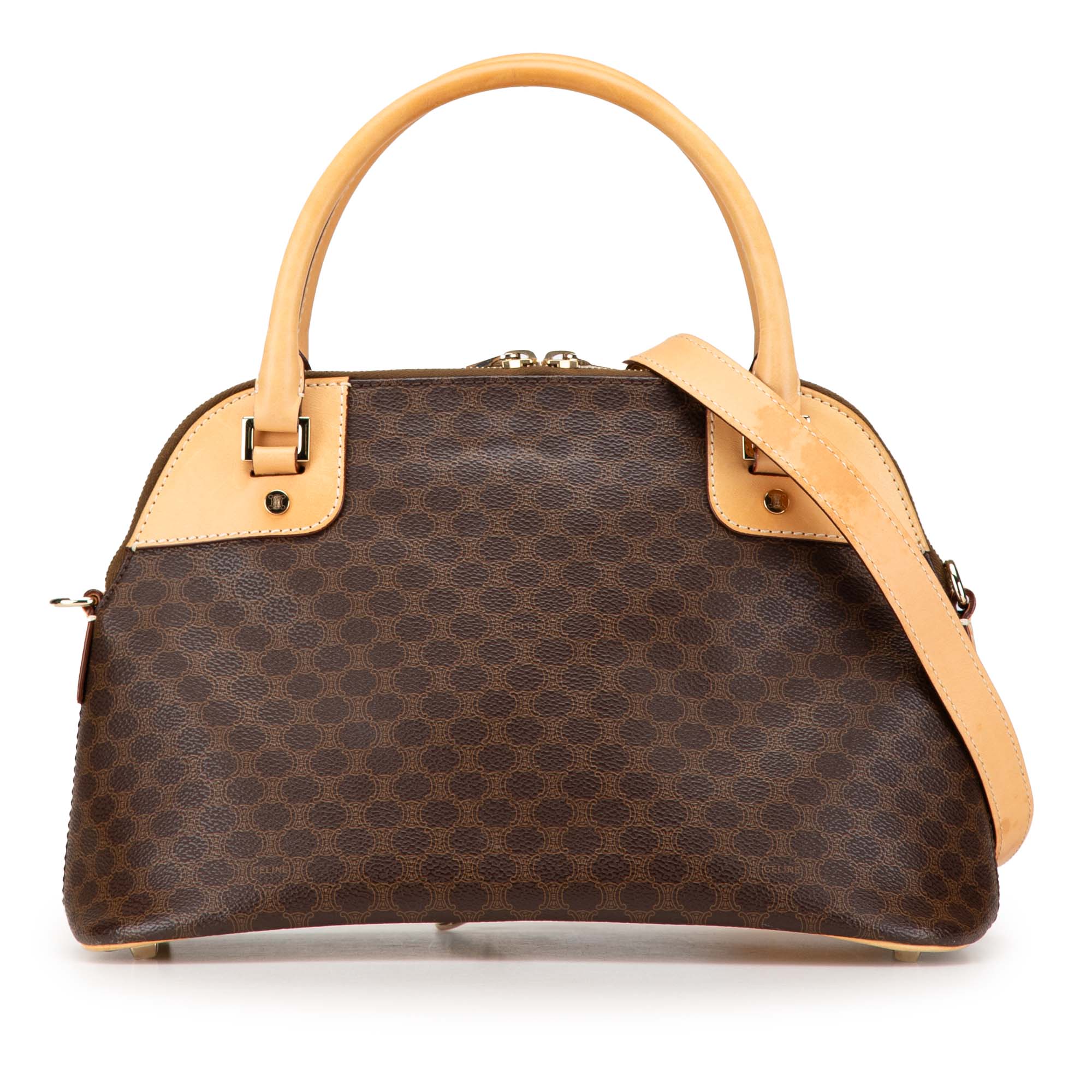 Celine | Pre-Owned Macadam Coated Canvas Satchel | Brown