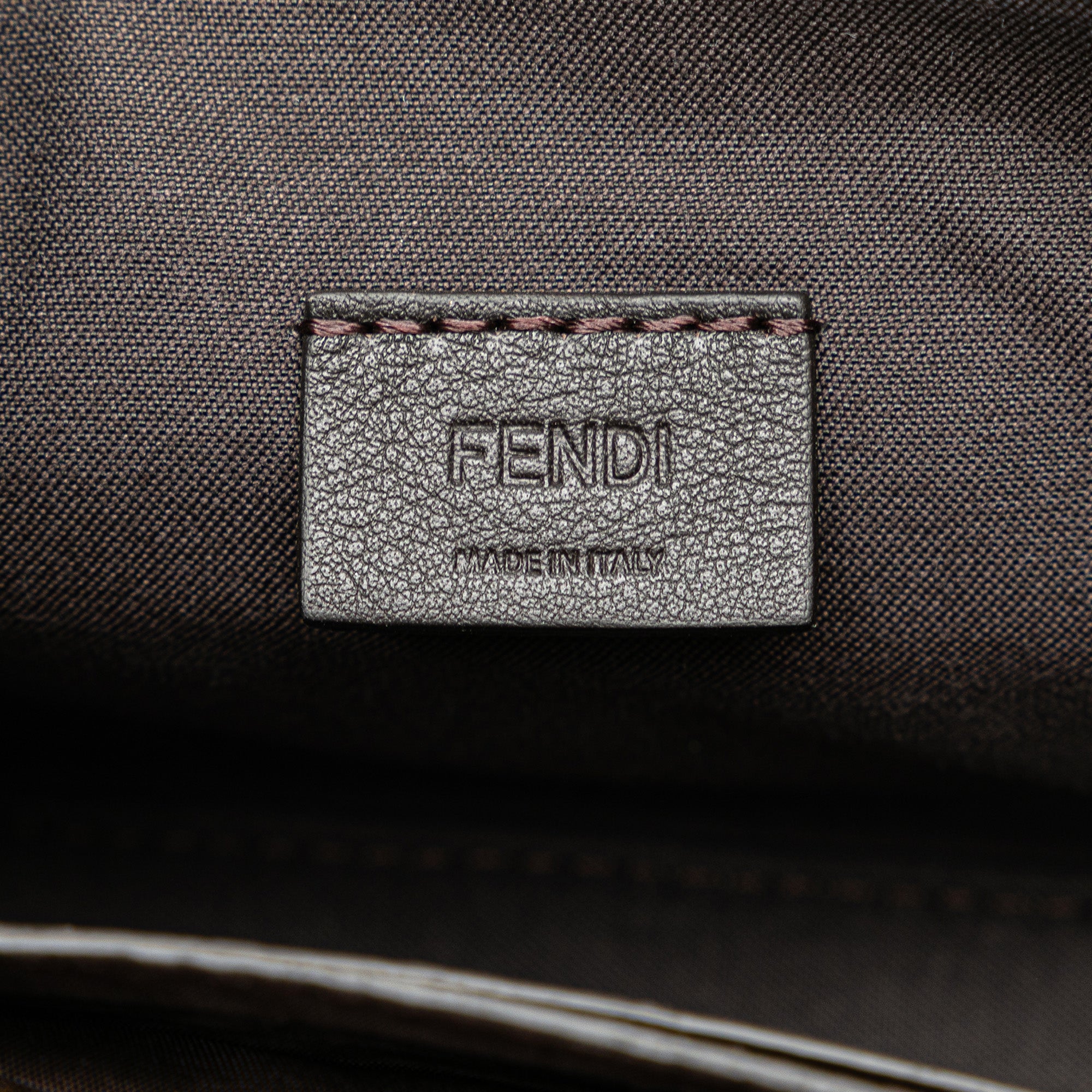 Fendi | Pre-Owned Mini Zucca Glazed Fabric Cage Baguette Satchel | BrownWhite