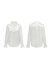 Mulberry Silk Ruffle Shirt | White