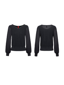 Puff Sleeves Knitted Shirt | Black