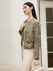 Classic Round Neck Straight-Fit Coat | Green