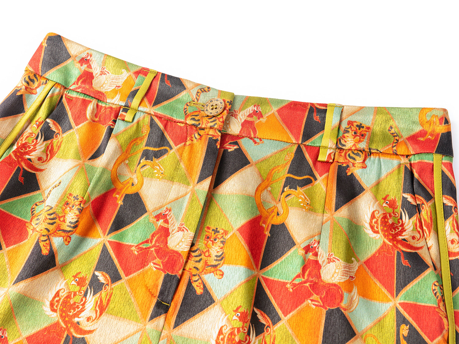 High-Waisted Print Flared Pants | Green