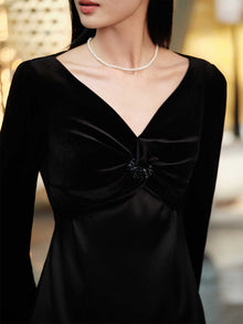 Triacetate Velvet Midi Dress | Black