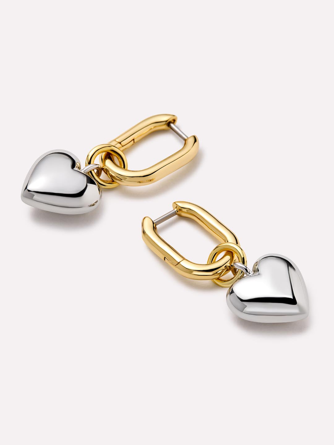 Wesley Heart Earrings | 14K Gold on Brass/Rhodium on Brass