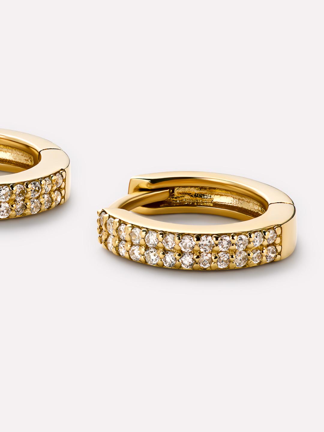 Double Row Huggies Hoop Earrings | 10K Solid Gold | Diamonds