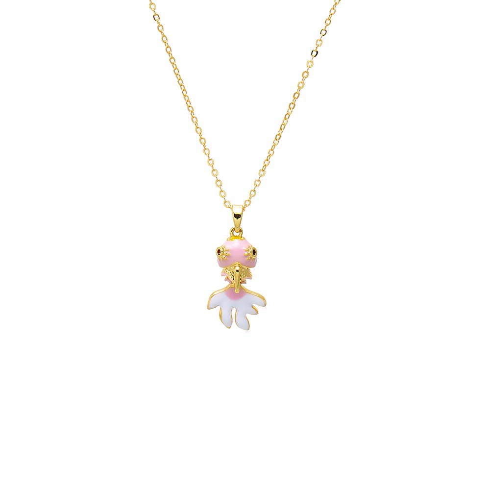 Pink Pink Enamel Swimmy Fish Pendant Necklace - Adina's Jewels