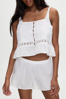 Airy poplin mini shorts white