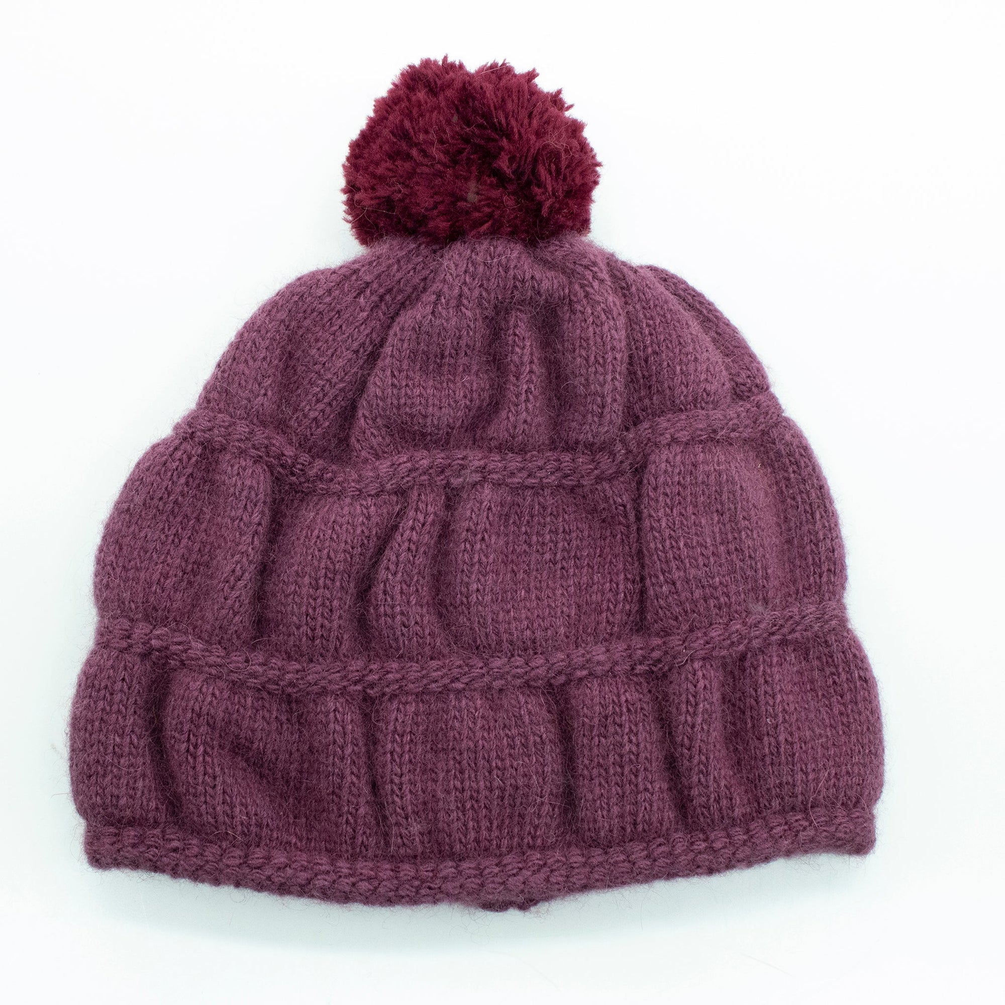 Babies Hat In Fancy Stitch With Pom | Damson