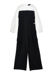 Girls | Two-Tone Glitter Jumpsuit | Black/Cream