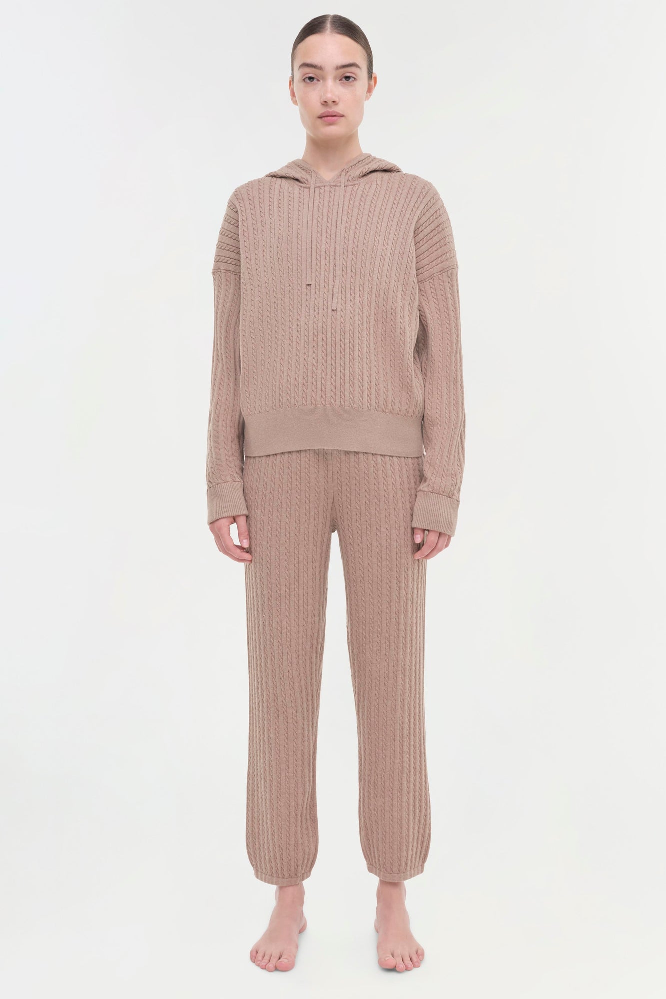 Womens | Cable Joggers | Heather Teak