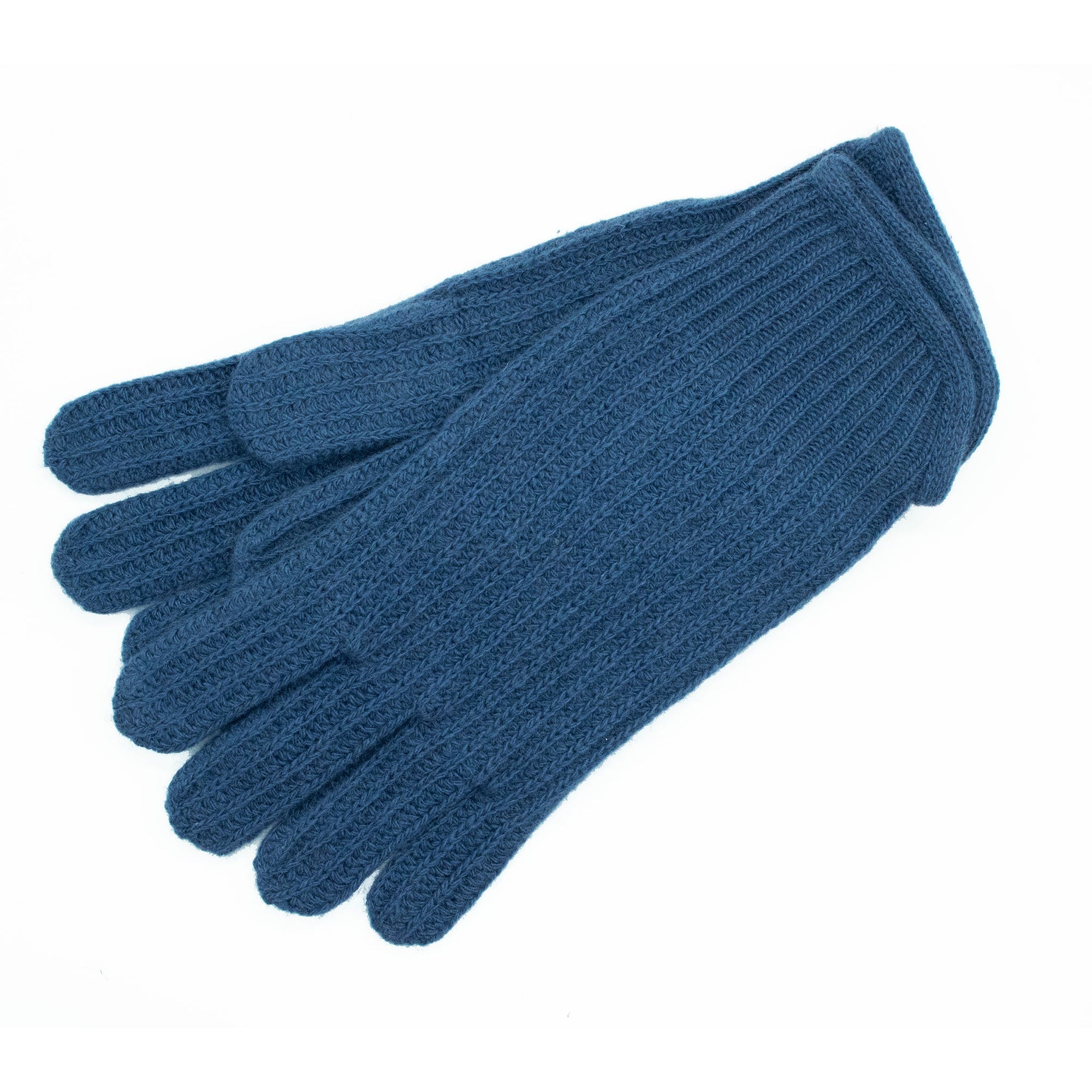 Men's Cashmere Ribbed Gloves | Indigo Blue