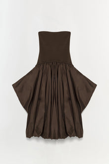 Womens | Izzy Strapless Taffeta Midi Dress | Cocoa