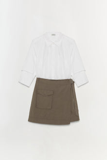 Womens | Fraser Mini Shirt Dress | Faded Olive Multi