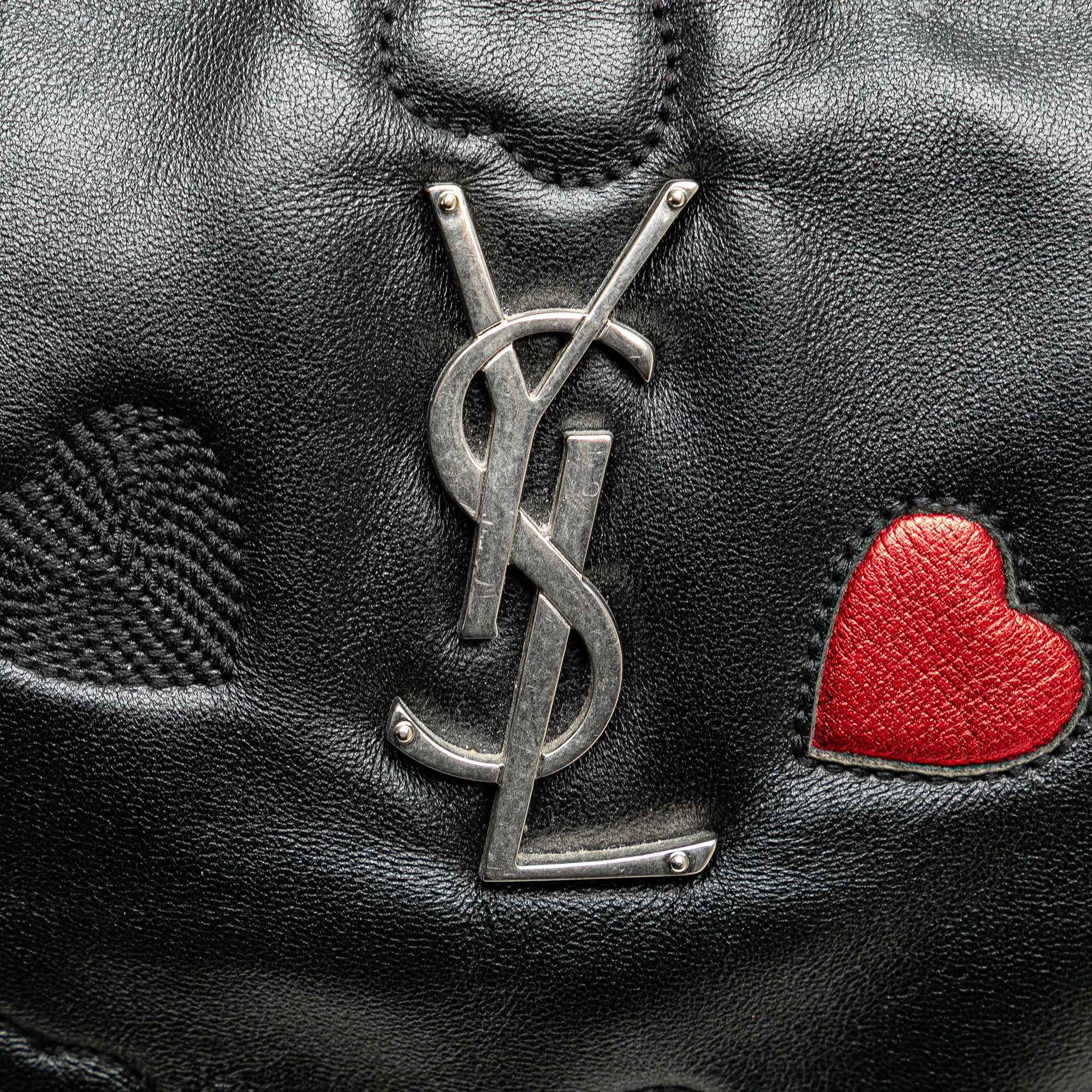Saint Laurent | Pre-Owned Leather Heart Lou Camera Bag | Black
