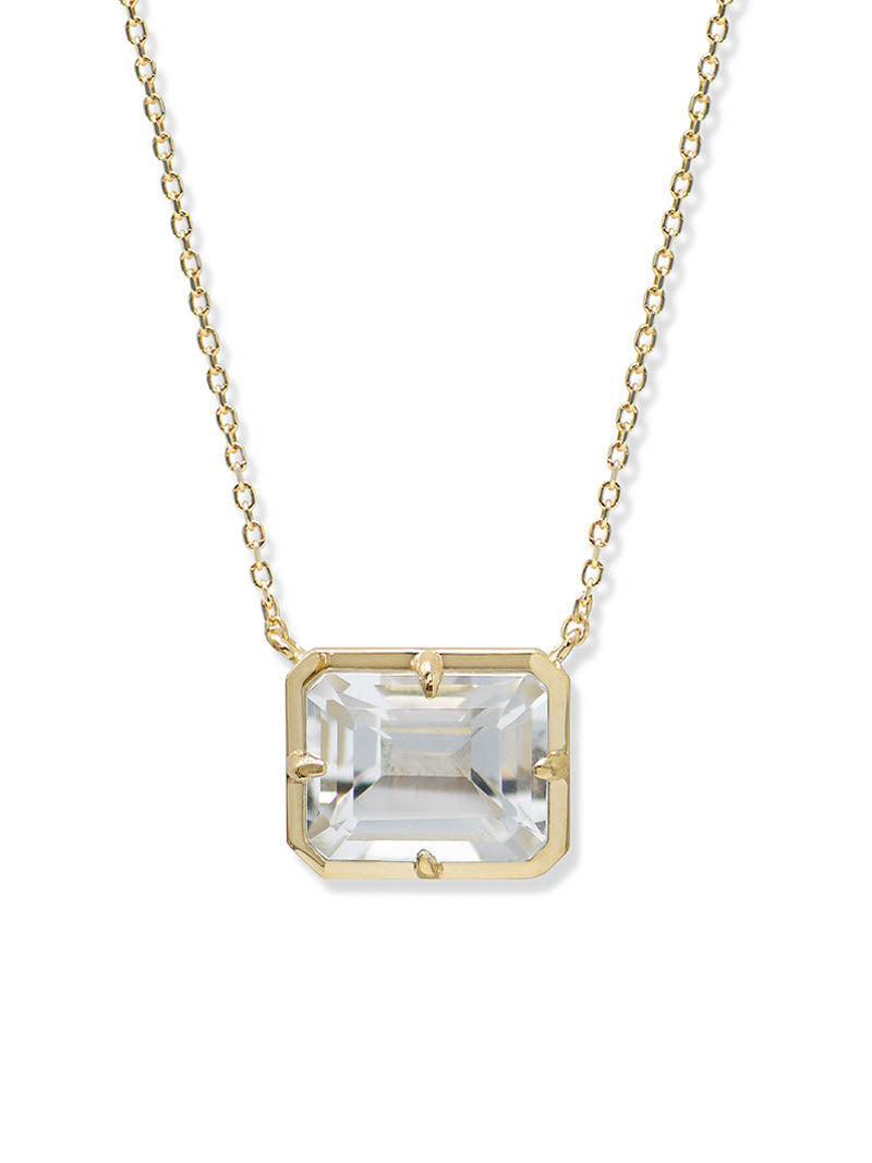 Cleo Daniela Emerald Cut Necklace | Amethyst | 14K Yellow Gold