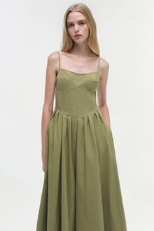 Womens | Kittiya Cotton Midi Dress | Olive