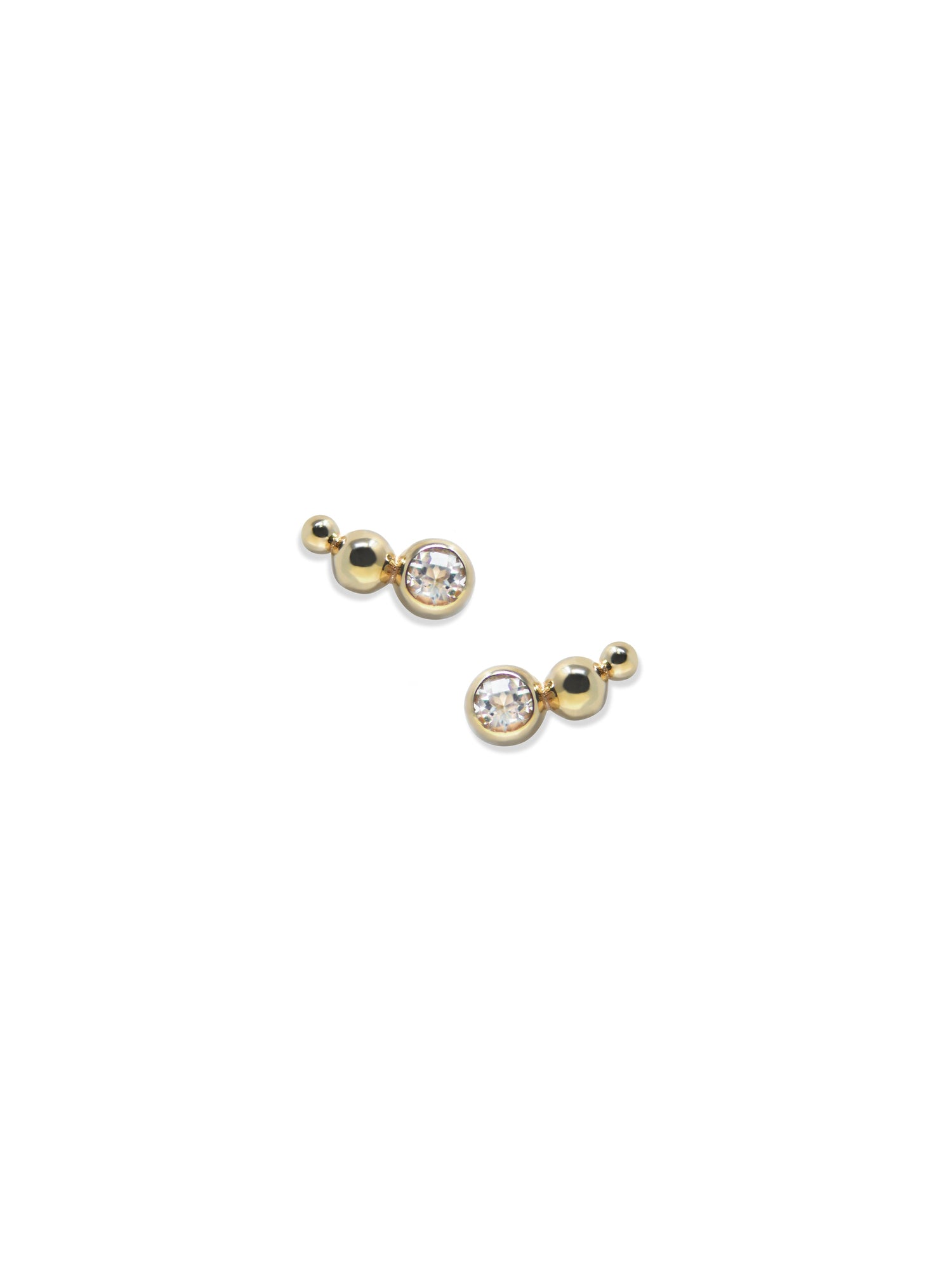 Dew Drop Marine Ear Crawler | Clear Topaz | 14K Yellow Gold